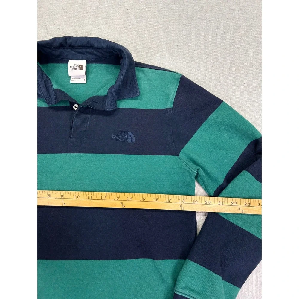 Vintage The North Face Mens Small Rugby Shirt Classic Striped Long Sleeve Polo